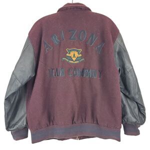 Vintage ARIZONA JEAN COMPANY Jacket Mens Small Red Leather Wool Varsity Quilted